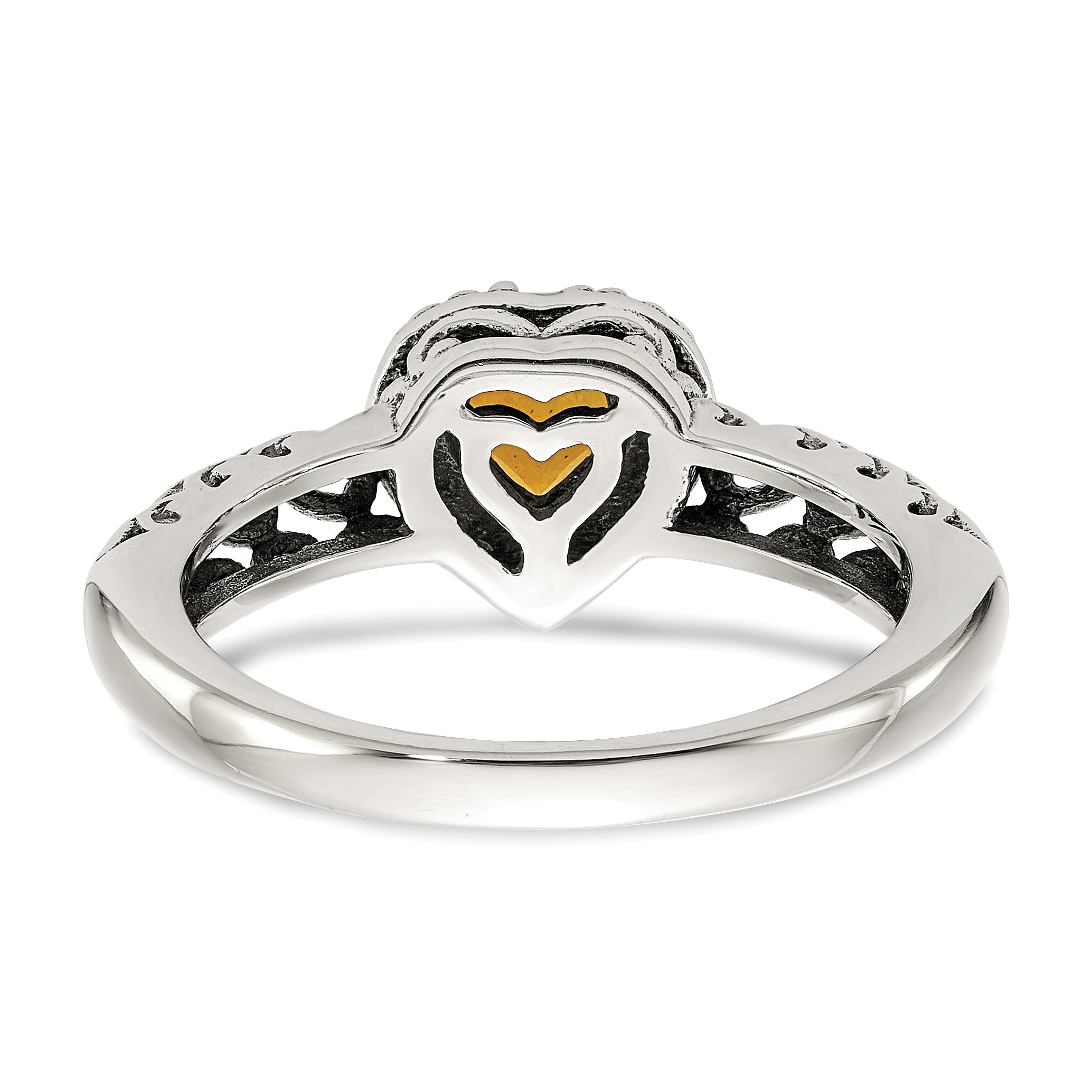 Shey Couture Sterling Silver with 14K Accent Antiqued Heart Citrine Ring