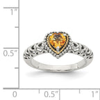 Shey Couture Sterling Silver with 14K Accent Antiqued Heart Citrine Ring