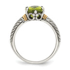 Shey Couture Sterling Silver with 14K Accent Antiqued Oval Peridot Ring