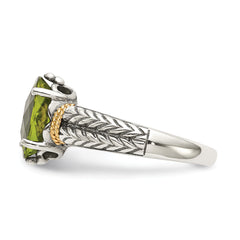Shey Couture Sterling Silver with 14K Accent Antiqued Oval Peridot Ring