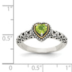 Shey Couture Sterling Silver with 14K Accent Antiqued Heart Peridot Ring