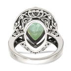 Shey Couture Sterling Silver with 14K Accent Antiqued Diamond and Pear Shaped Green Quartz Ring