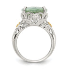 Shey Couture Sterling Silver Rhodium-Plated with 14K Accent Oval Green Quartz Ring