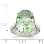 Shey Couture Sterling Silver Rhodium-Plated with 14K Accent Oval Green Quartz Ring