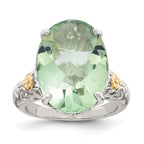 Shey Couture Sterling Silver Rhodium-Plated with 14K Accent Oval Green Quartz Ring