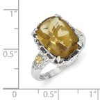 Sterling Silver w/14k Whiskey Quartz Ring
