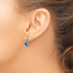 Swiss Blue Topaz Dangle Earrings in Sterling Silver, 6mm Antiqued - Sophia Jewelers