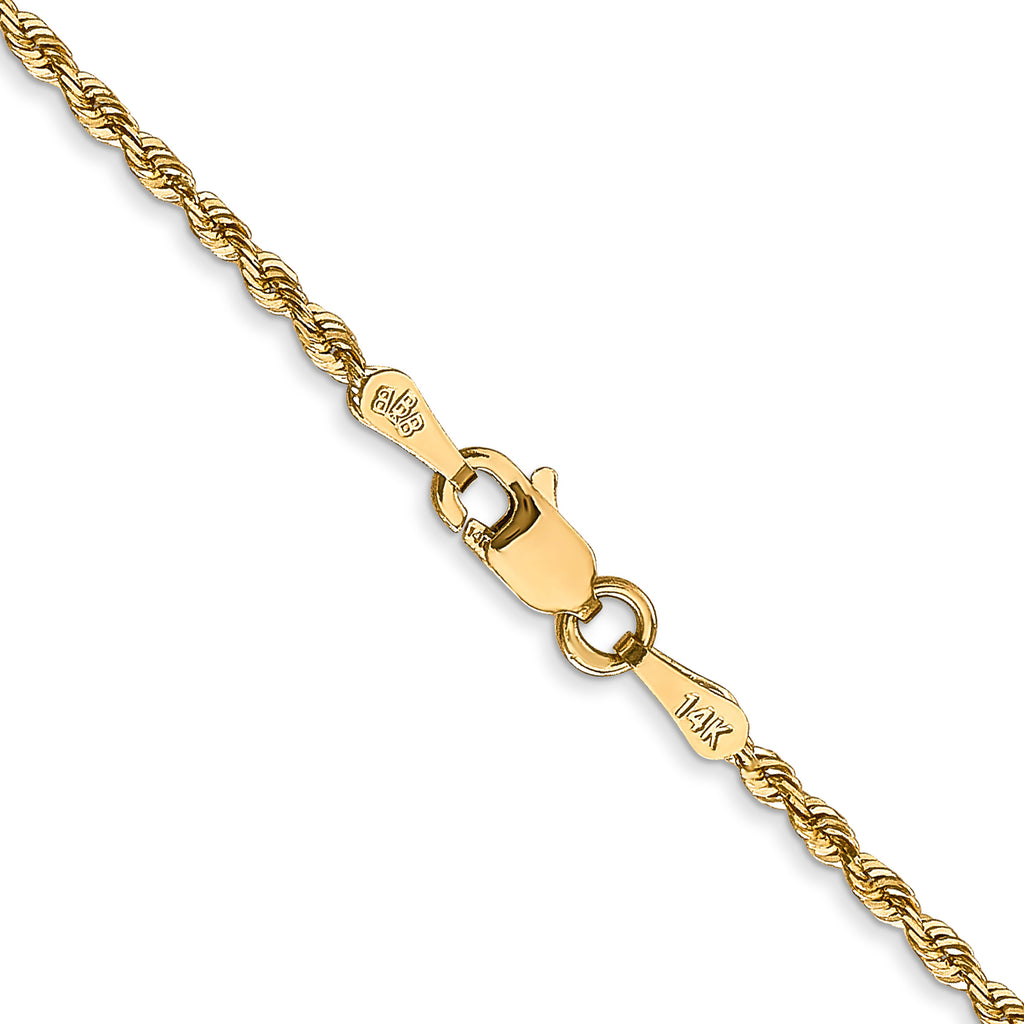 14K 10 Inch 1.85mm Diamond-Cut Quadruple Rope Lobster Clasp Anklet