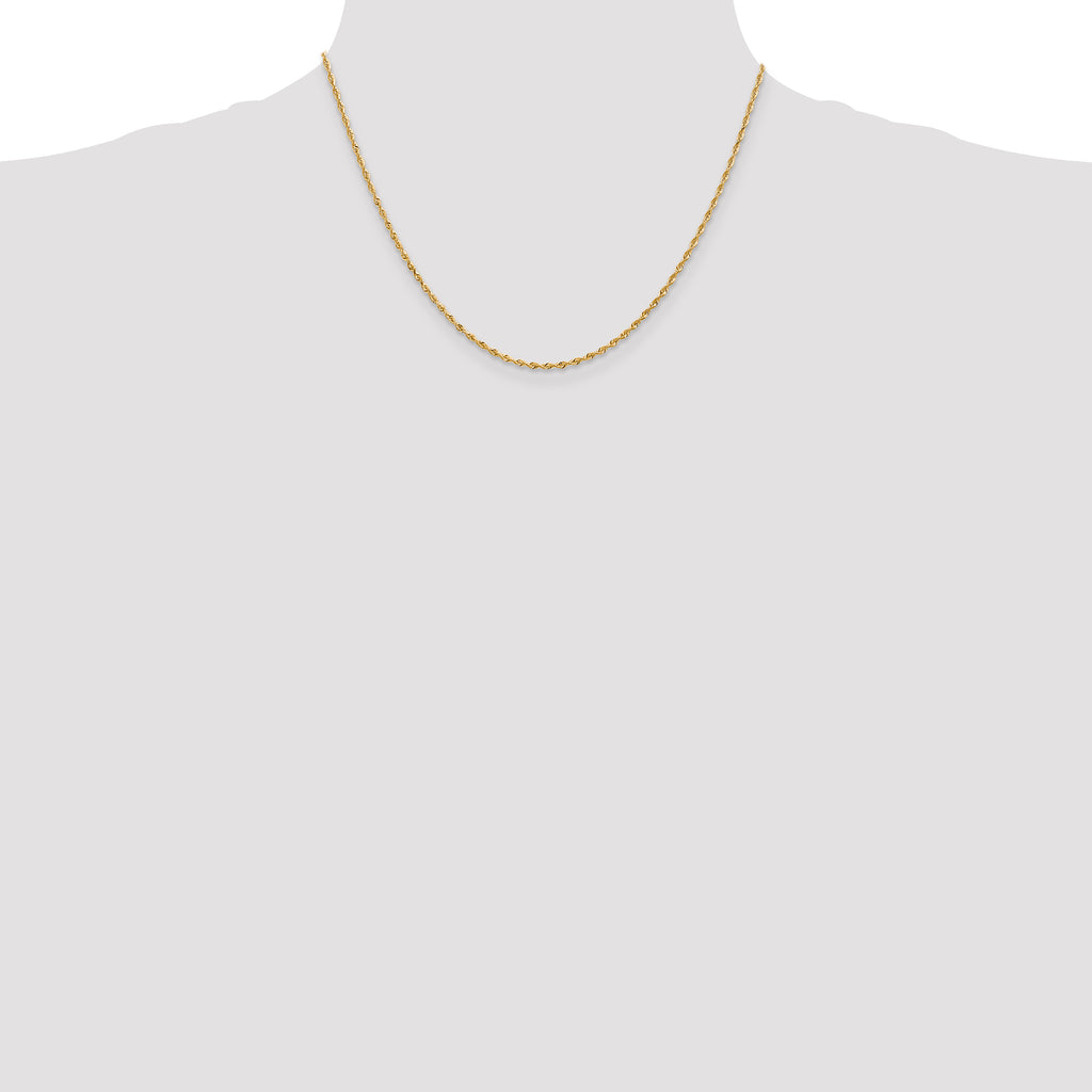 14K 10 Inch 1.85mm Diamond-Cut Quadruple Rope Lobster Clasp Anklet