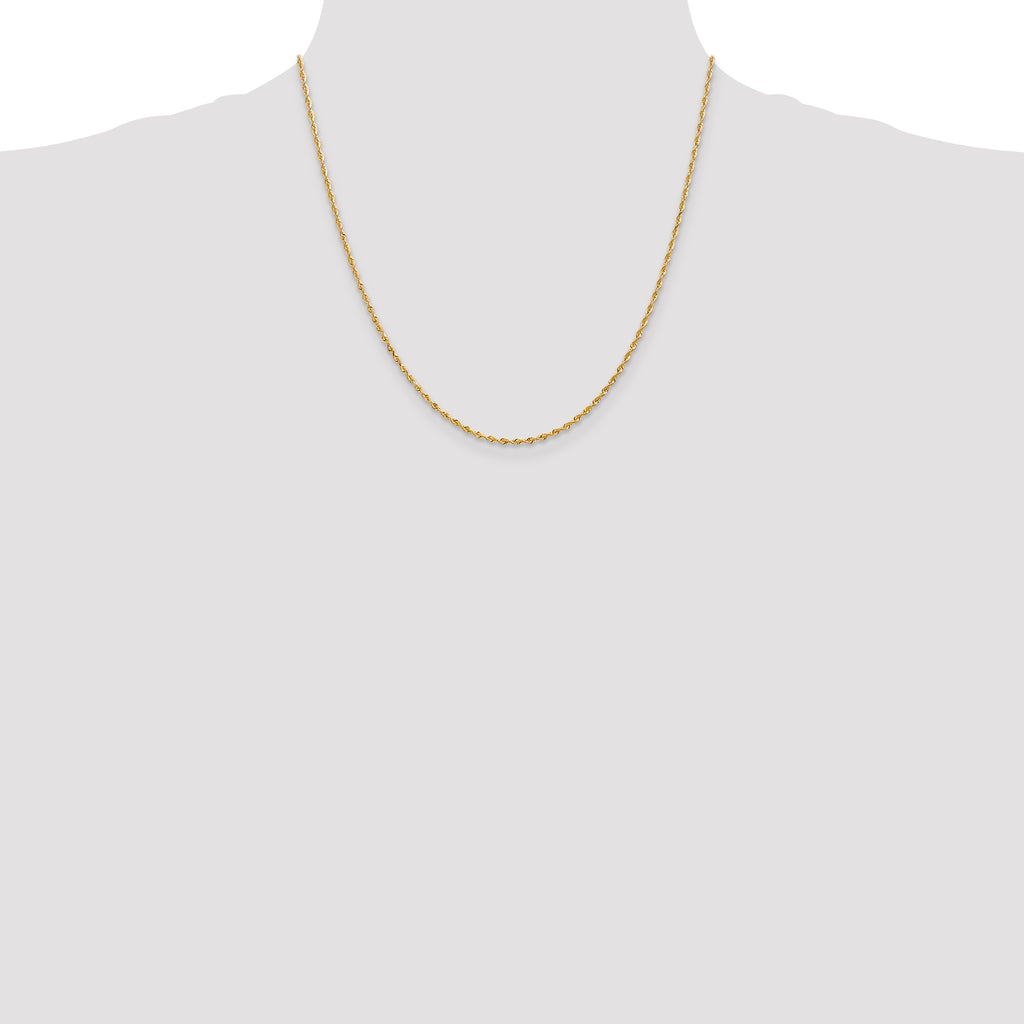 14K 10 Inch 1.85mm Diamond-Cut Quadruple Rope Lobster Clasp Anklet