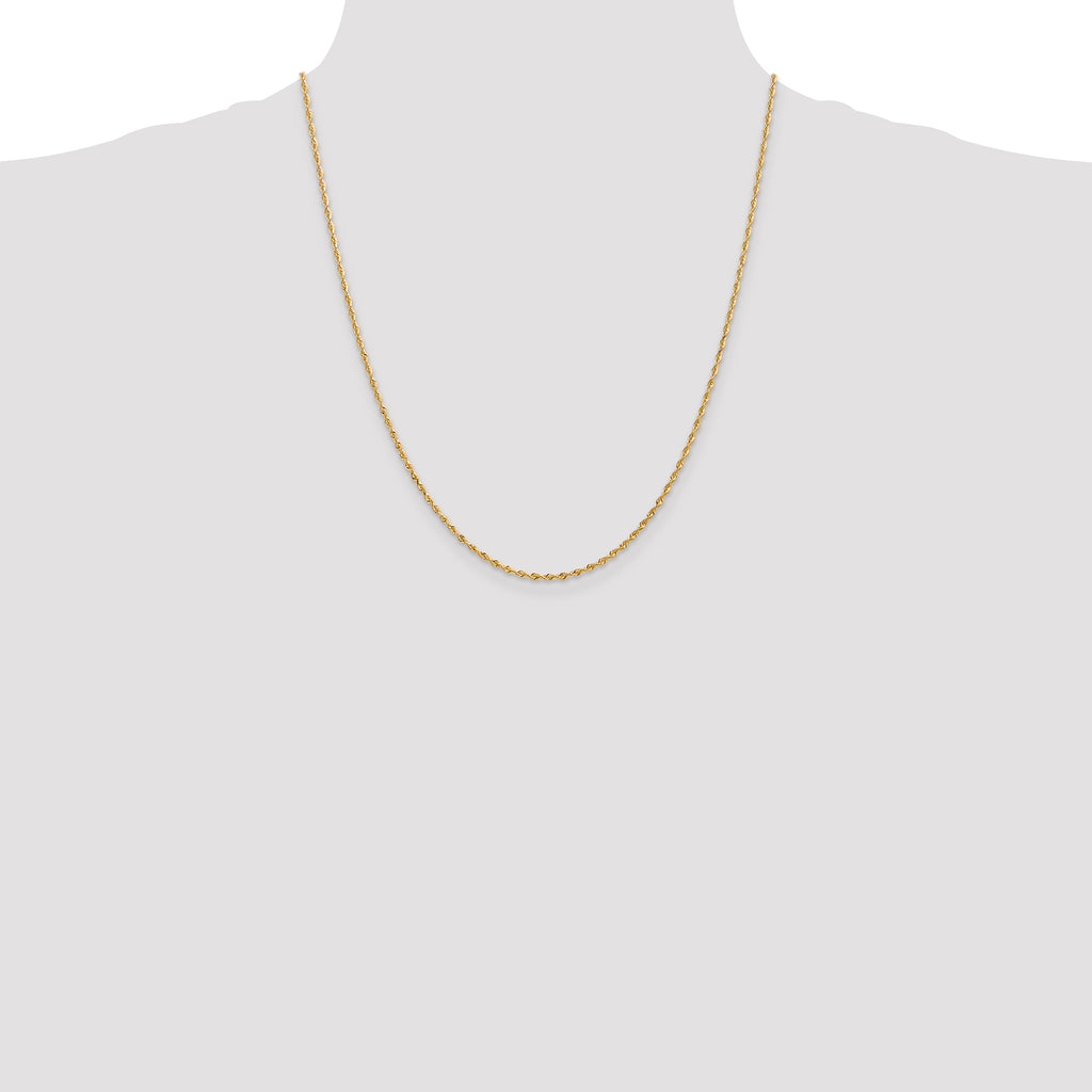 14K 10 Inch 1.85mm Diamond-Cut Quadruple Rope Lobster Clasp Anklet