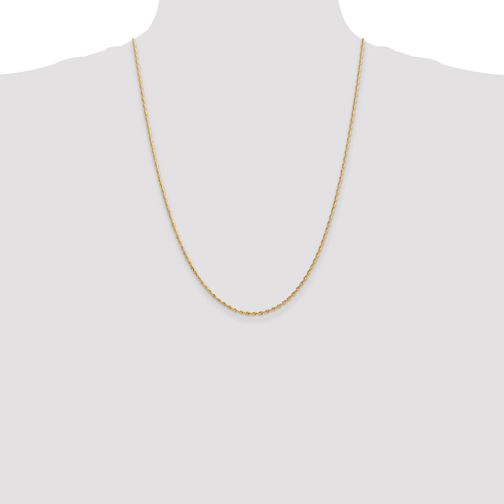 14K 10 Inch 1.85mm Diamond-Cut Quadruple Rope Lobster Clasp Anklet
