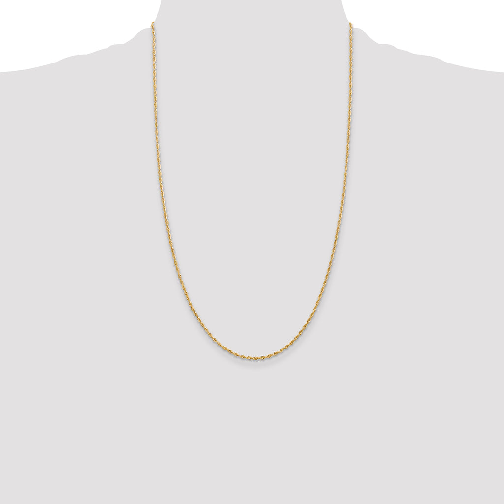 14K 10 Inch 1.85mm Diamond-Cut Quadruple Rope Lobster Clasp Anklet