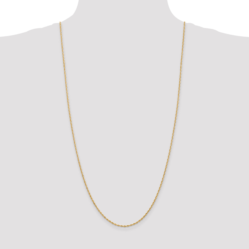 14K 10 Inch 1.85mm Diamond-Cut Quadruple Rope Lobster Clasp Anklet