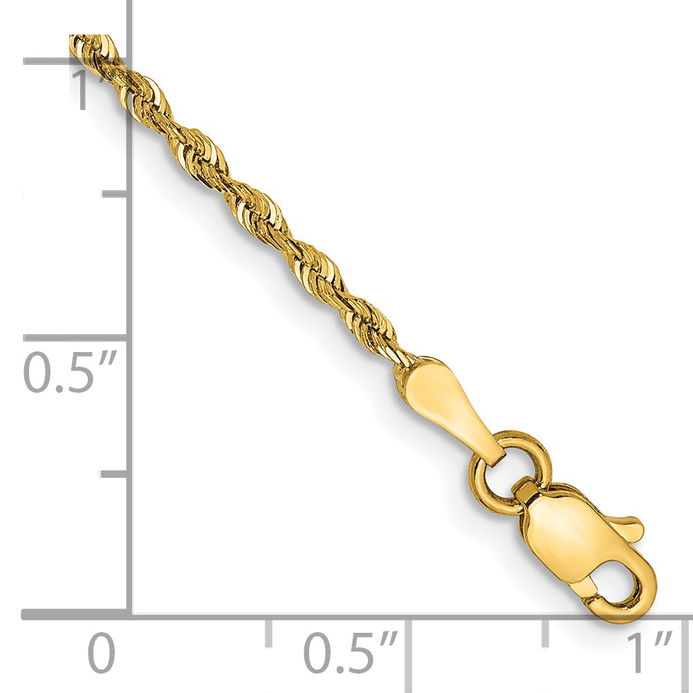 14K 8 Inch 1.85mm Diamond-cut Quadruple Rope Lobster Clasp Chain