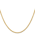 14K Yellow Gold Solid Diamond-Cut Rope Chain Necklace 2mm