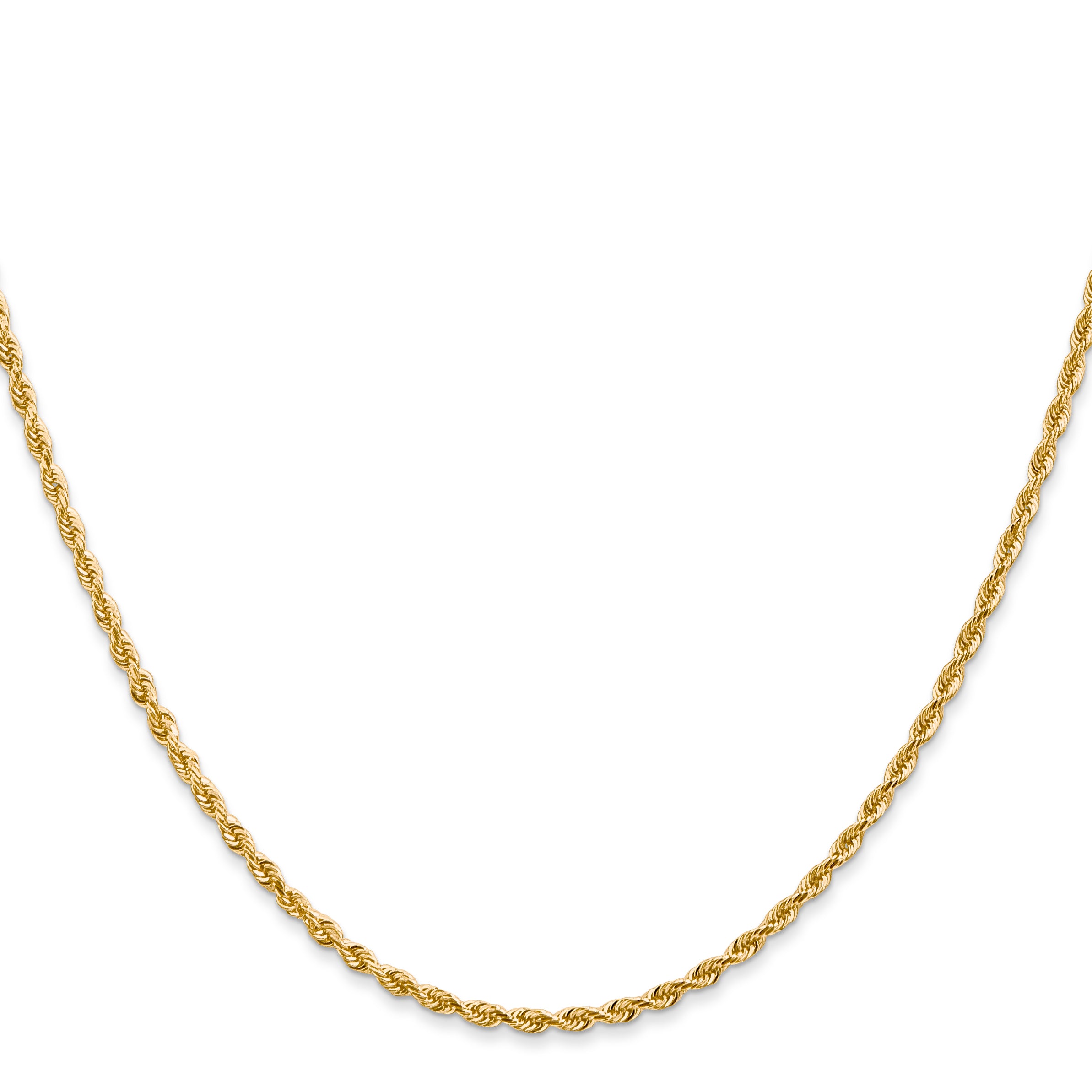 14K Yellow Gold Solid Diamond-Cut Rope Chain Necklace 2mm