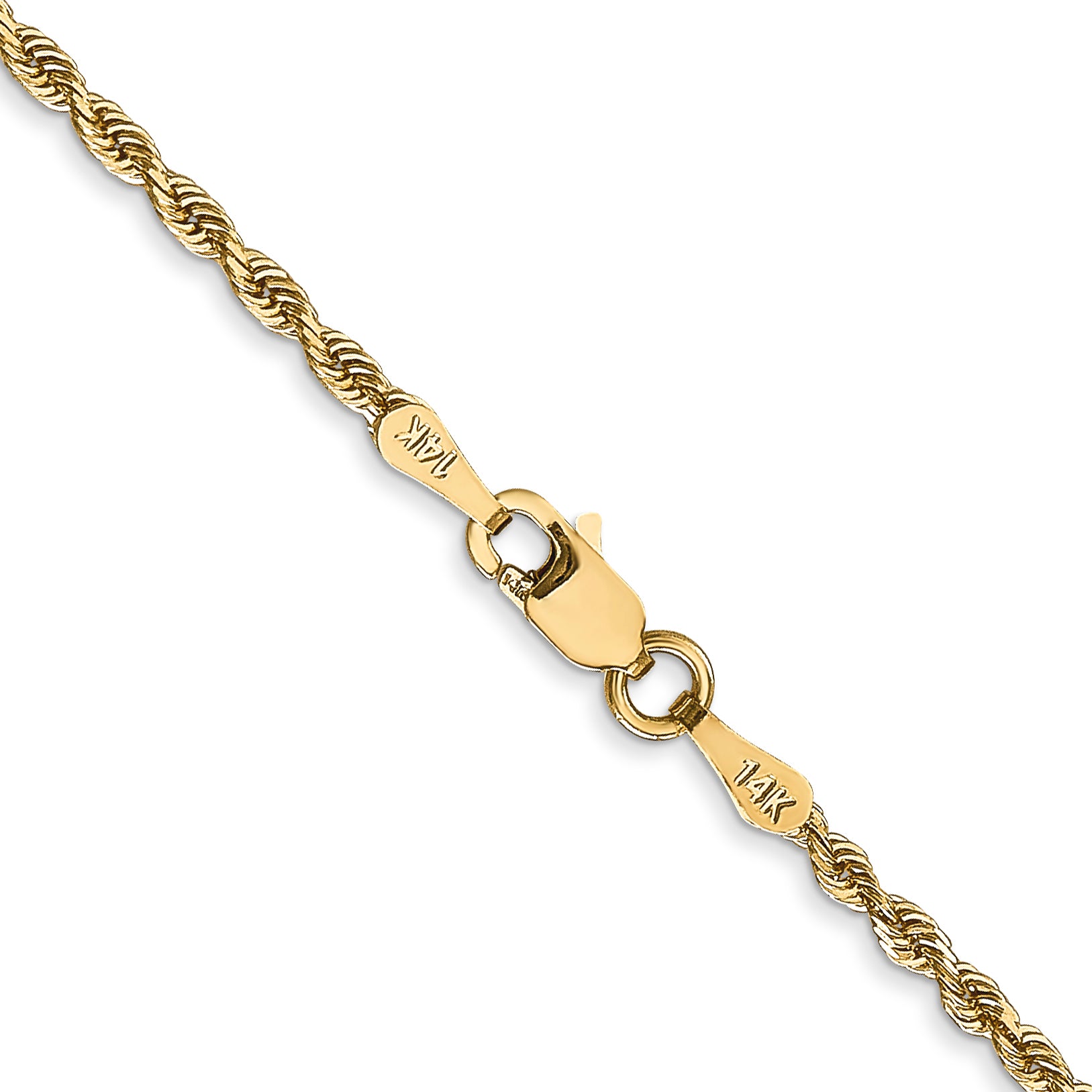 14K 10 Inch 2mm Diamond-Cut Quadruple Rope Lobster Clasp Anklet