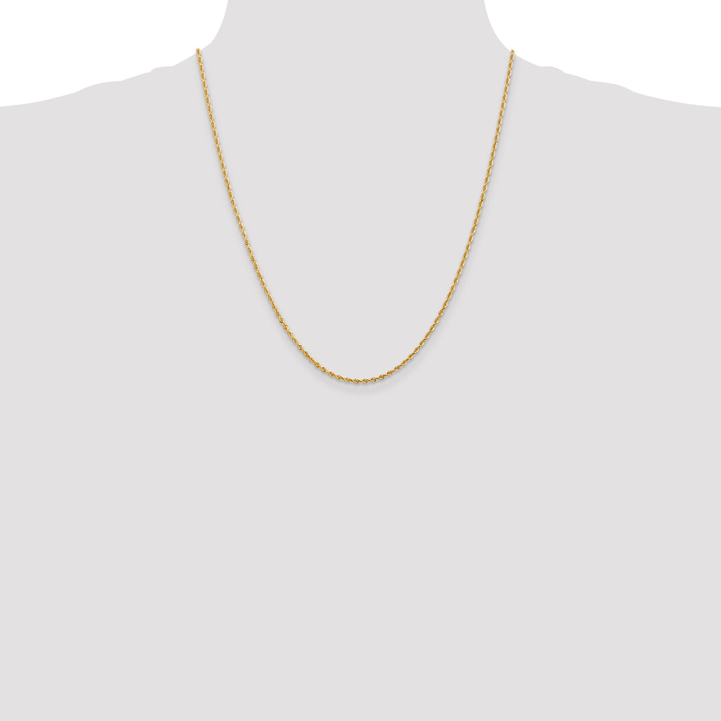 14K 10 Inch 2mm Diamond-Cut Quadruple Rope Lobster Clasp Anklet