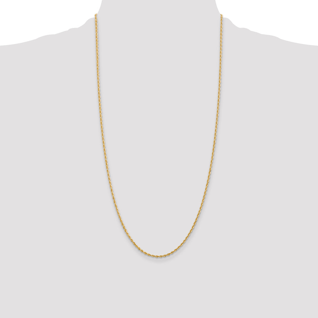 14K 10 Inch 2mm Diamond-Cut Quadruple Rope Lobster Clasp Anklet