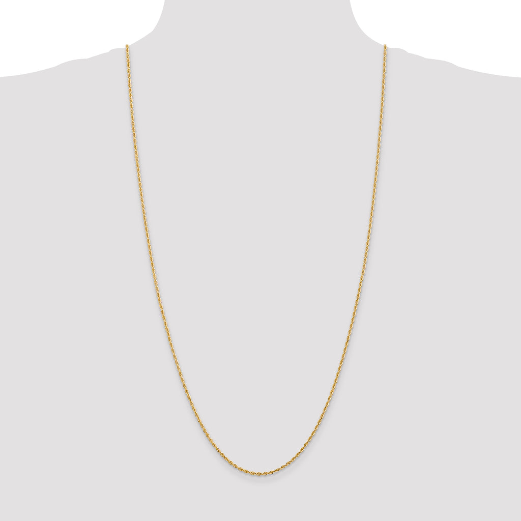 14K 10 Inch 2mm Diamond-Cut Quadruple Rope Lobster Clasp Anklet