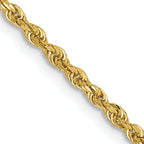 14K Yellow Gold Solid Diamond-Cut Rope Chain Necklace 2mm