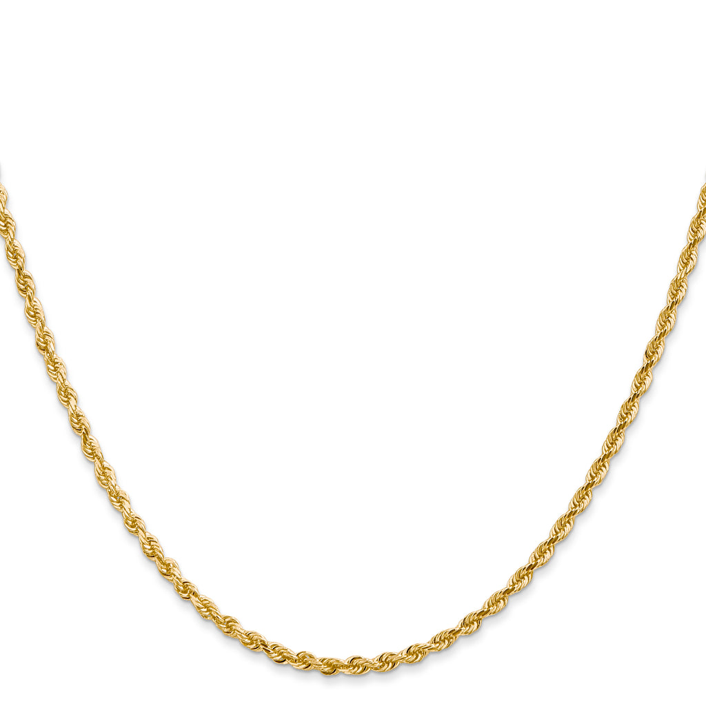 14K 10 Inch 2.25mm Diamond-Cut Quadruple Rope Lobster Clasp Anklet