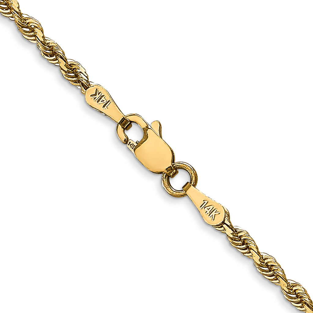 14K 10 Inch 2.25mm Diamond-Cut Quadruple Rope Lobster Clasp Anklet