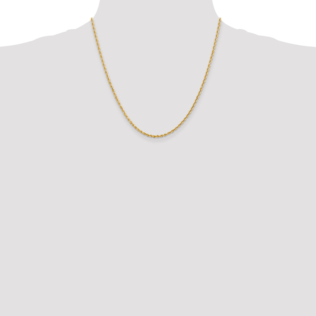 14K 10 Inch 2.25mm Diamond-Cut Quadruple Rope Lobster Clasp Anklet