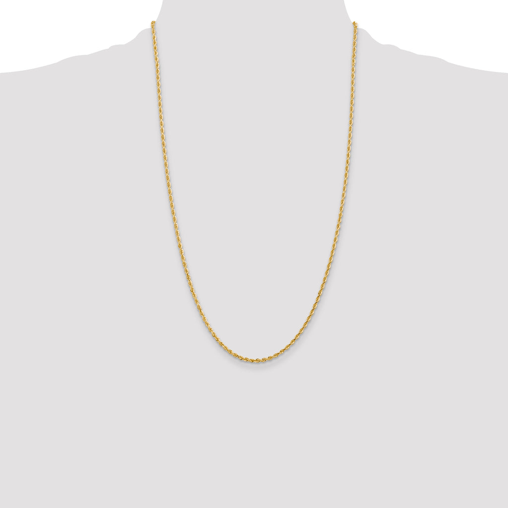 14K 10 Inch 2.25mm Diamond-Cut Quadruple Rope Lobster Clasp Anklet