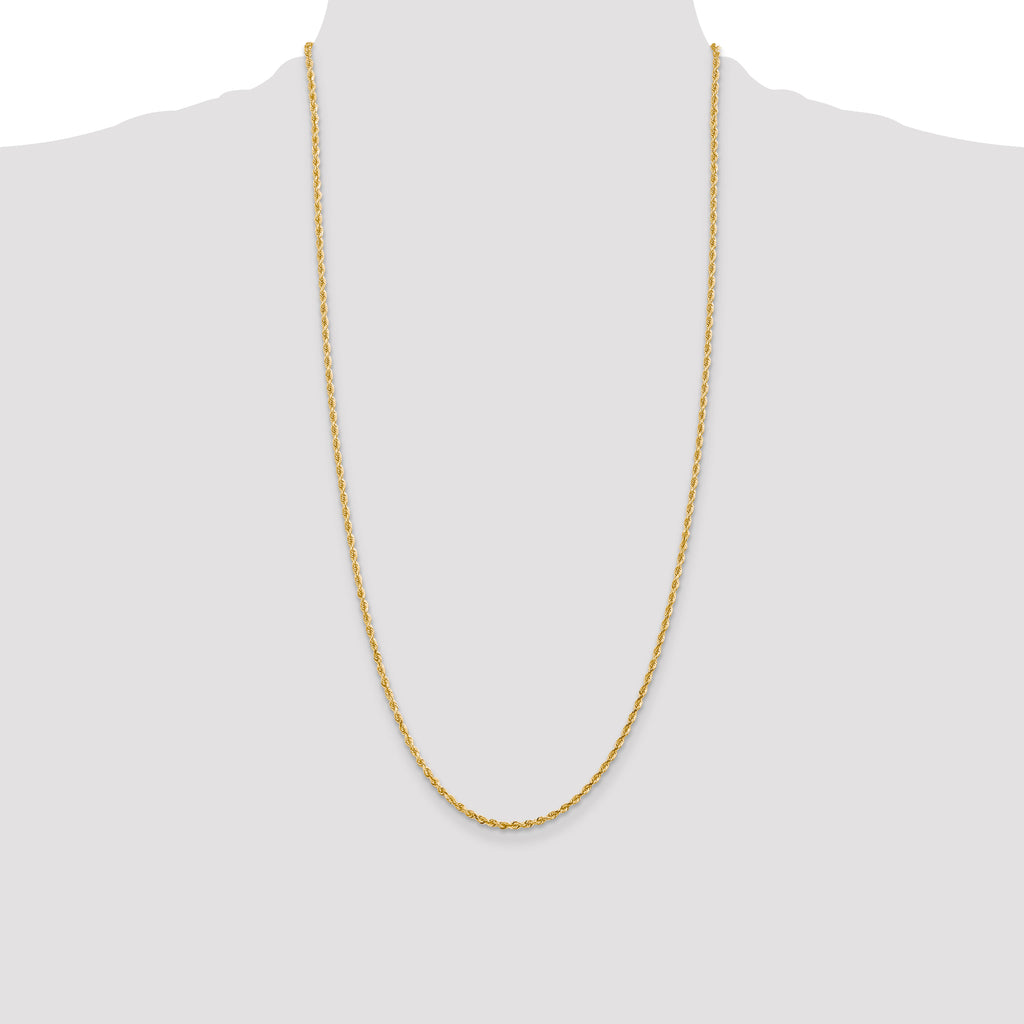 14K 10 Inch 2.25mm Diamond-Cut Quadruple Rope Lobster Clasp Anklet