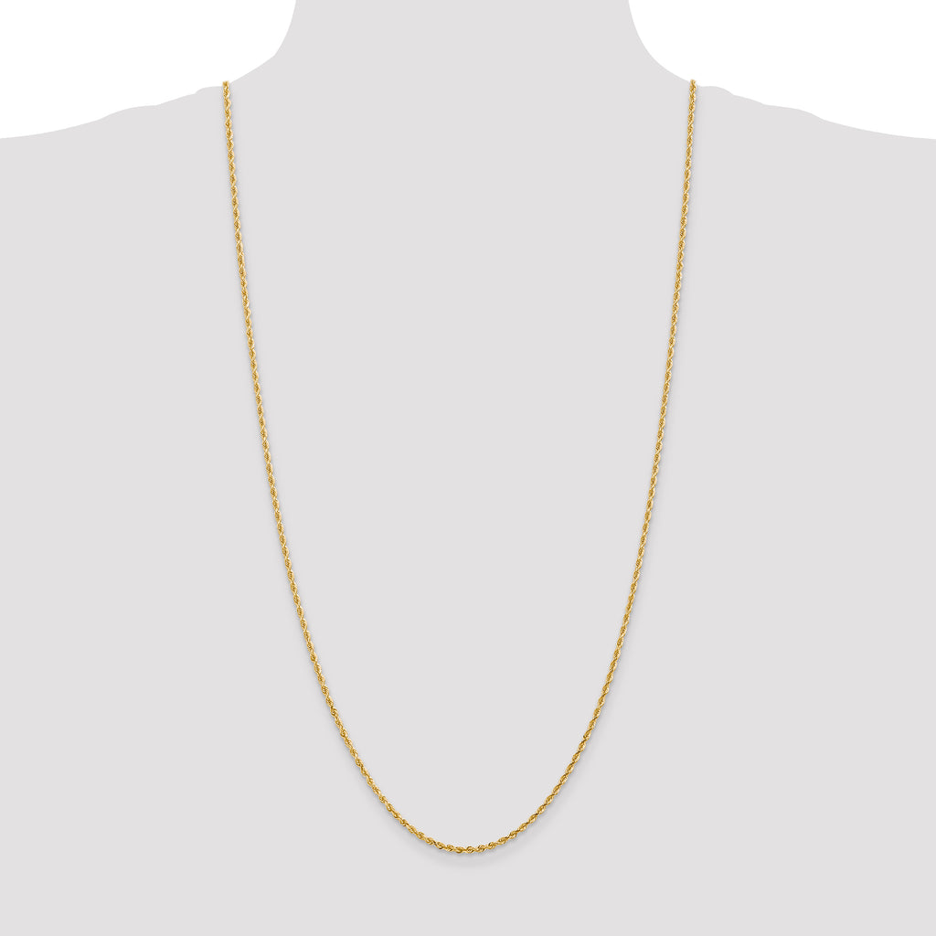 14K Yellow Gold Solid Diamond-Cut Rope Chain Necklace 2.25mm