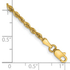 14K 10 Inch 2.25mm Diamond-Cut Quadruple Rope Lobster Clasp Anklet