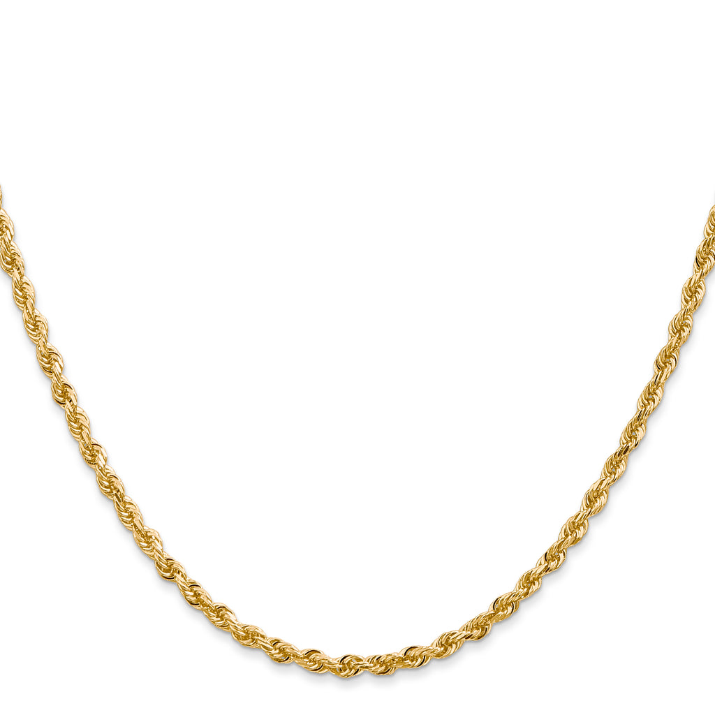 14K Yellow Gold Solid Diamond-Cut Rope Chain Necklace 2.75mm