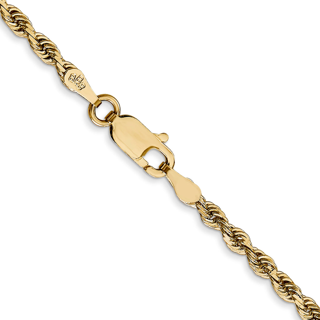 14K 9 Inch 2.75mm Diamond-Cut Quadruple Rope Lobster Clasp Chain
