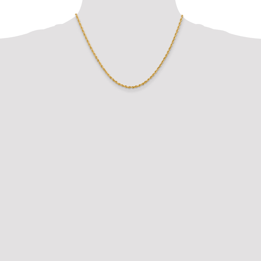 14K 9 Inch 2.75mm Diamond-Cut Quadruple Rope Lobster Clasp Chain