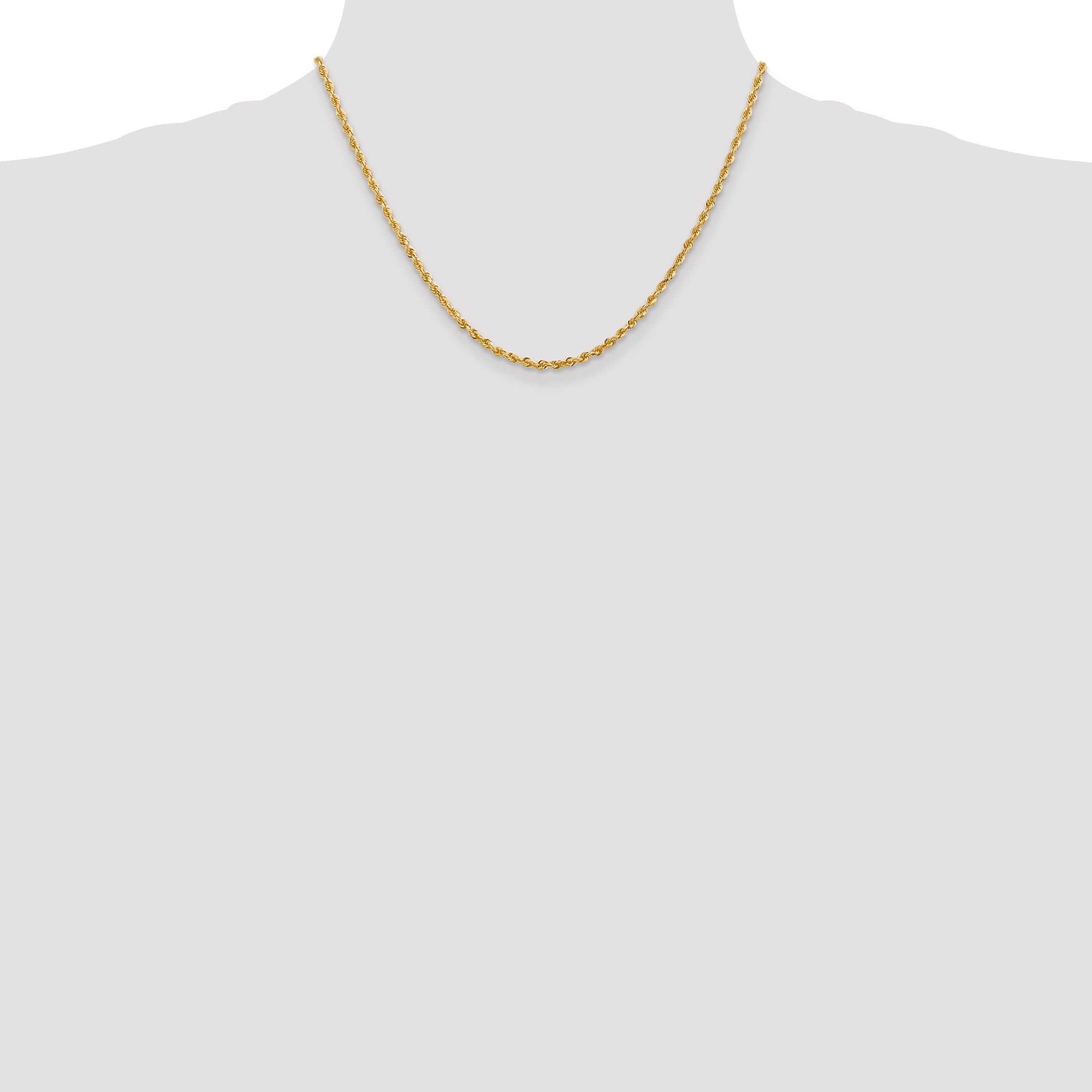 14K 9 Inch 2.75mm Diamond-Cut Quadruple Rope Lobster Clasp Chain