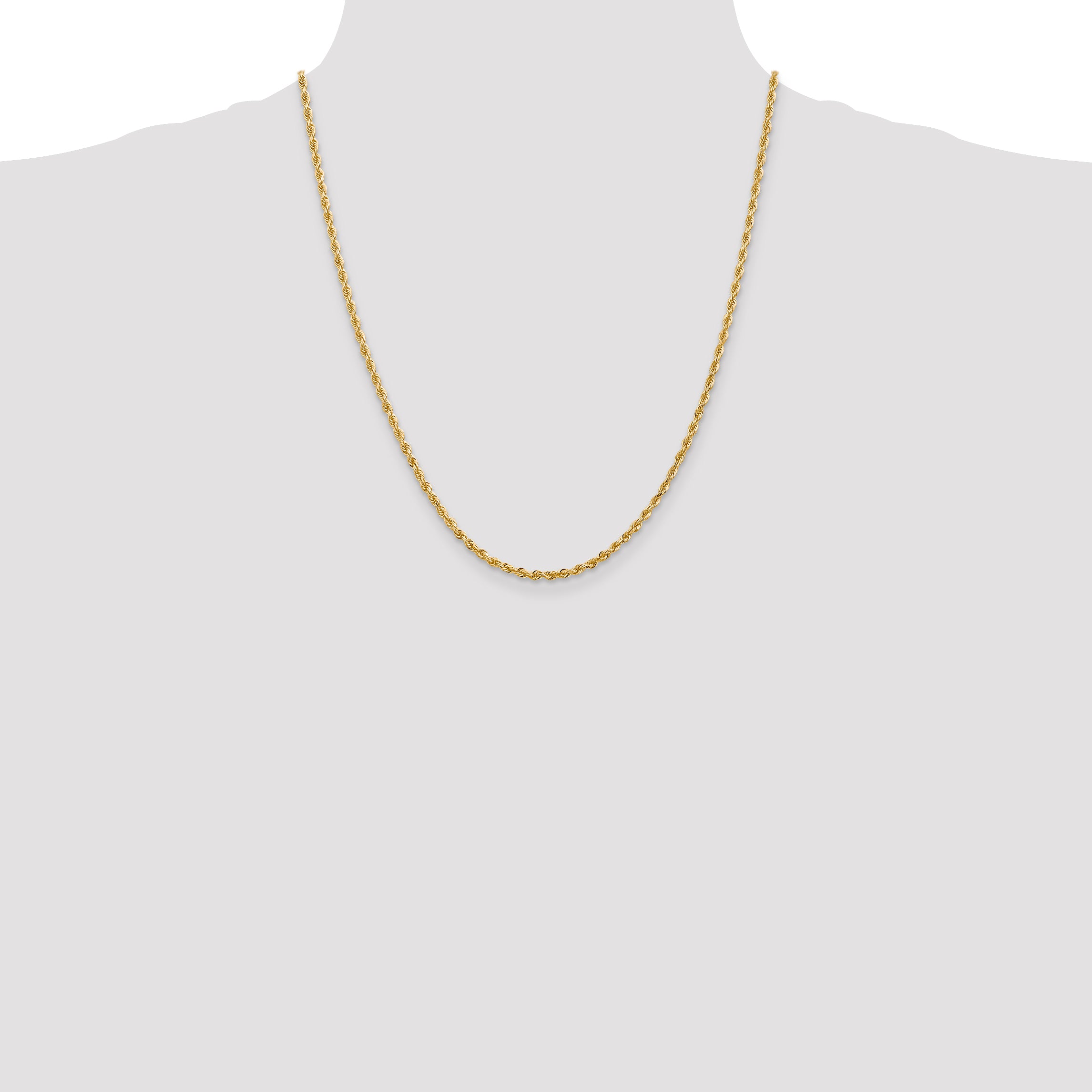 14K 9 Inch 2.75mm Diamond-Cut Quadruple Rope Lobster Clasp Chain