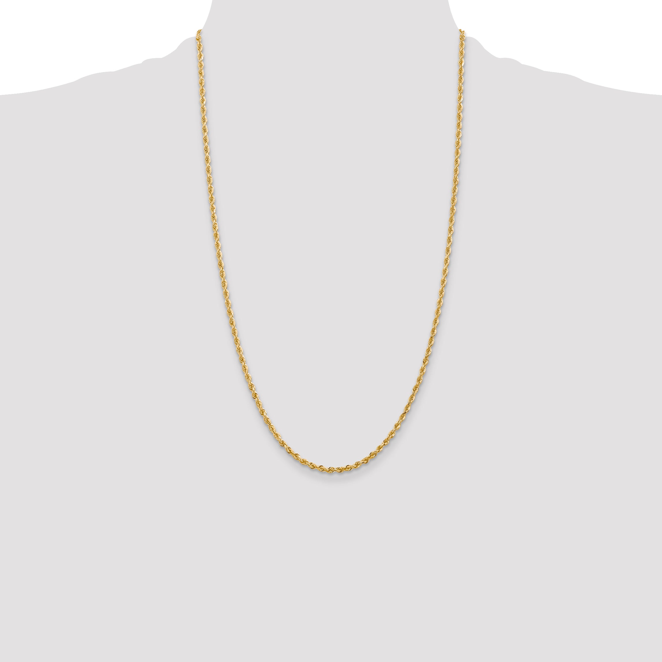 14K 9 Inch 2.75mm Diamond-Cut Quadruple Rope Lobster Clasp Chain