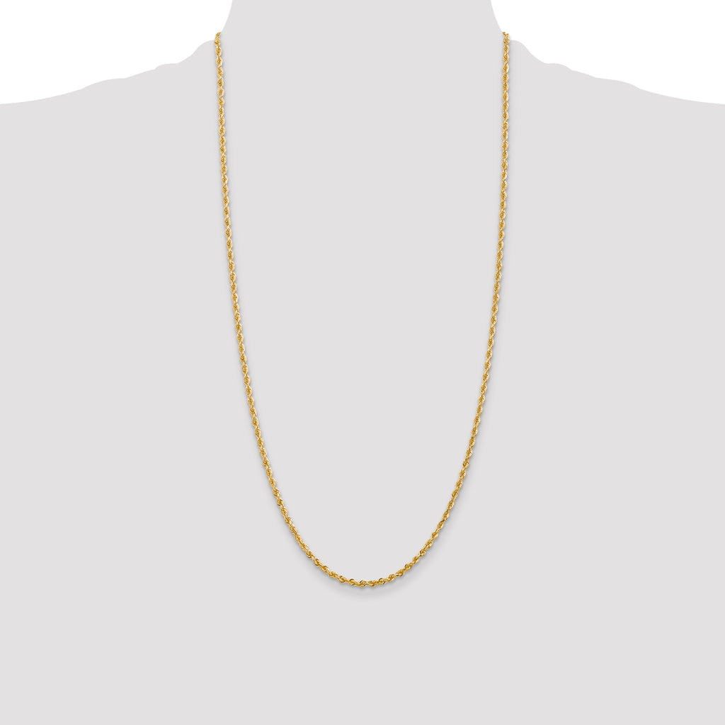 14K 9 Inch 2.75mm Diamond-Cut Quadruple Rope Lobster Clasp Chain