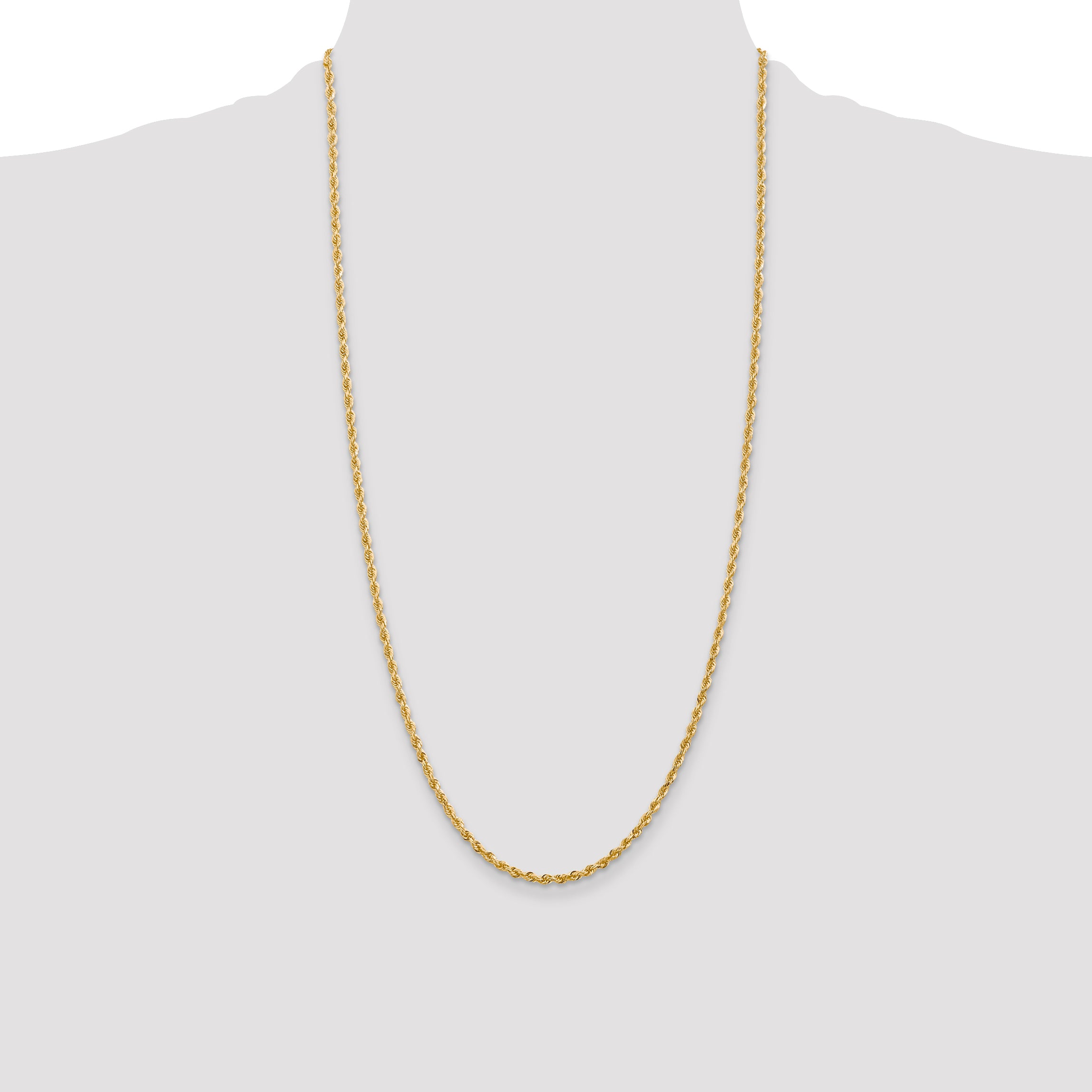 14K 9 Inch 2.75mm Diamond-Cut Quadruple Rope Lobster Clasp Chain