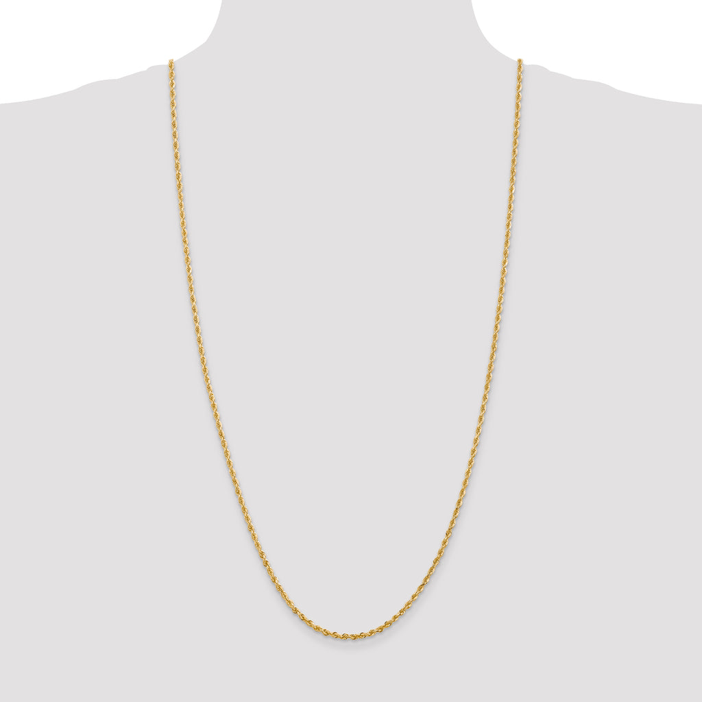 14K 9 Inch 2.75mm Diamond-Cut Quadruple Rope Lobster Clasp Chain