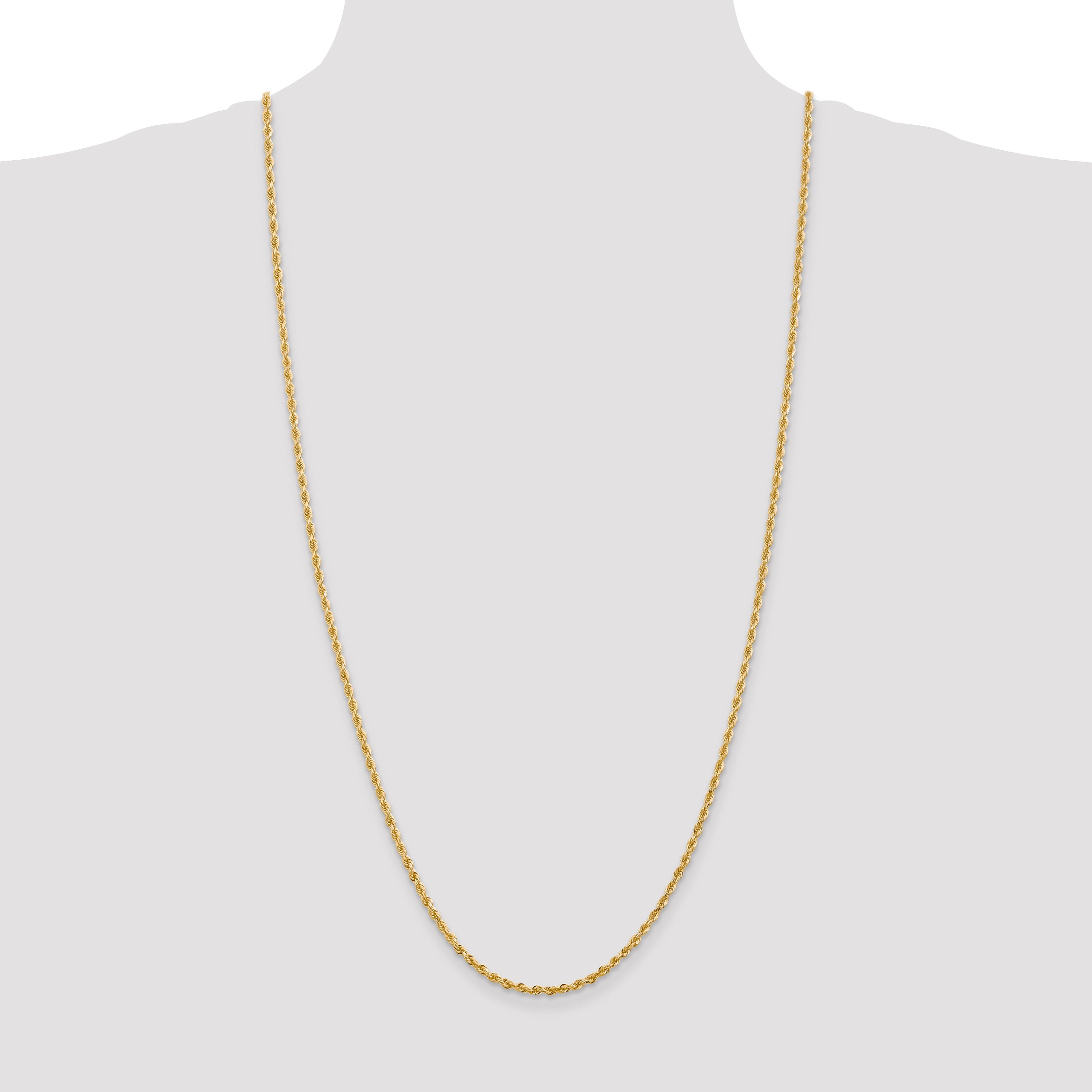 14K 9 Inch 2.75mm Diamond-Cut Quadruple Rope Lobster Clasp Chain