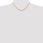 14K 9 Inch 3mm Diamond-Cut Quadruple Rope Lobster Clasp Chain