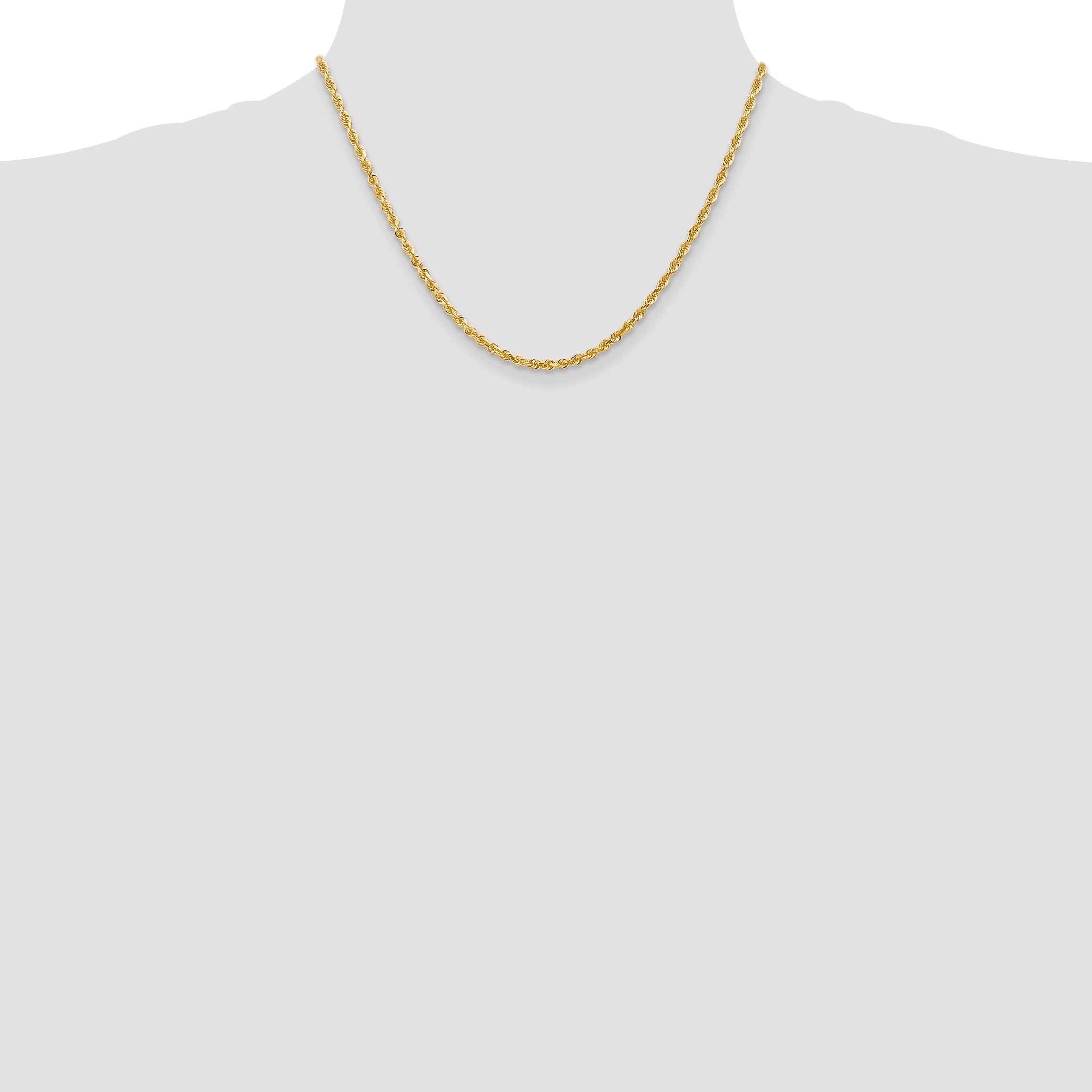 14K 9 Inch 3mm Diamond-Cut Quadruple Rope Lobster Clasp Chain