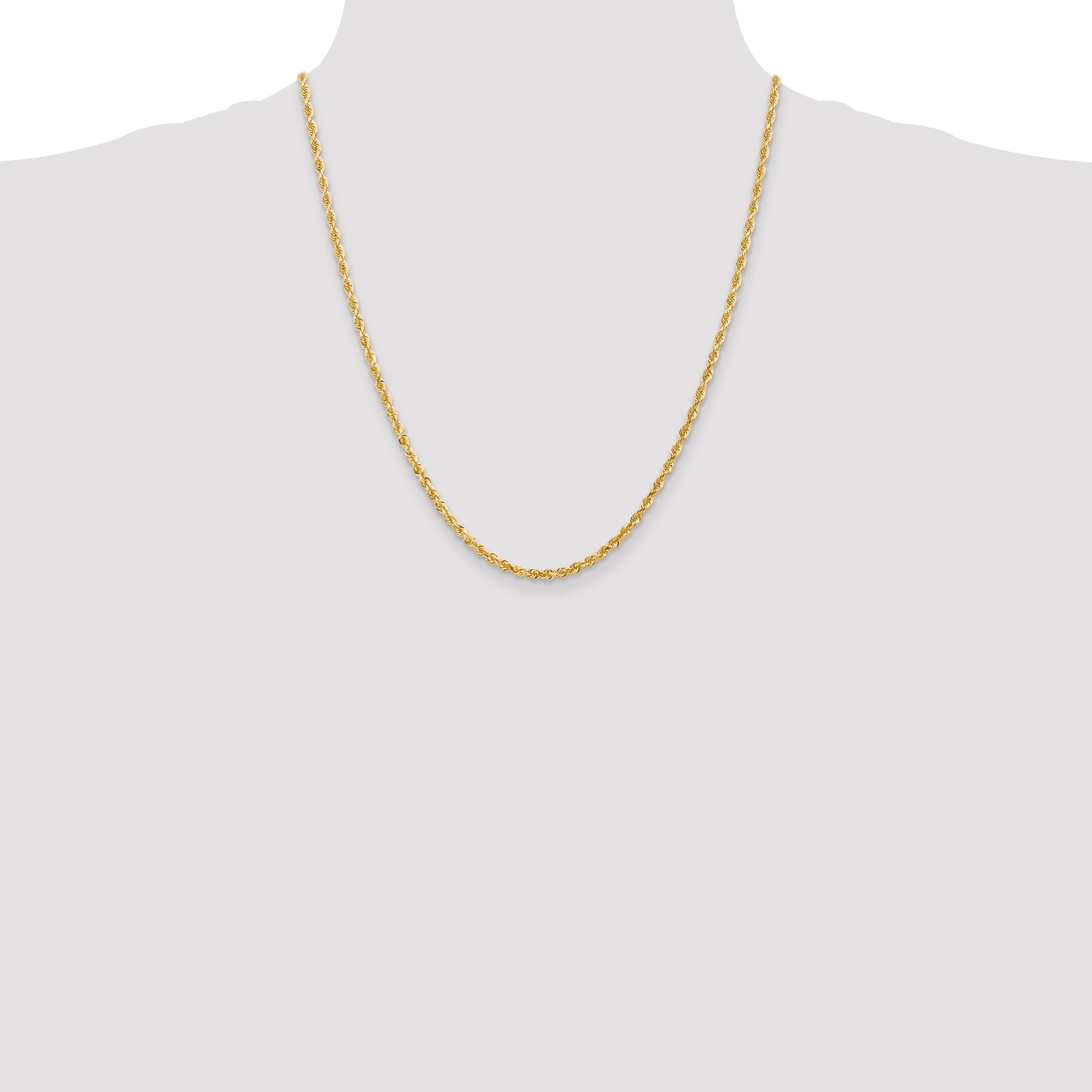 14K 9 Inch 3mm Diamond-Cut Quadruple Rope Lobster Clasp Chain