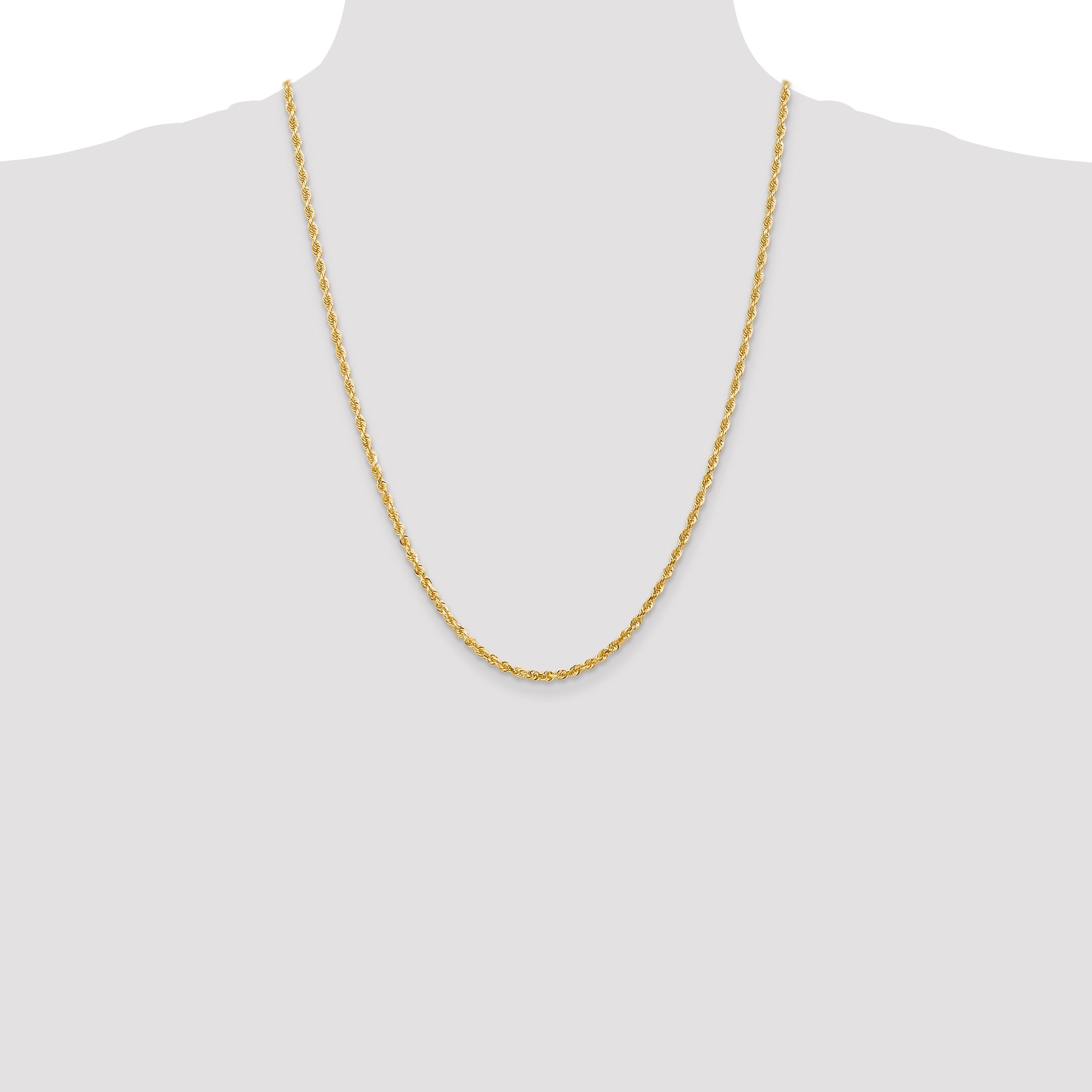 14K 9 Inch 3mm Diamond-Cut Quadruple Rope Lobster Clasp Chain