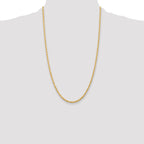 14K 9 Inch 3mm Diamond-Cut Quadruple Rope Lobster Clasp Chain