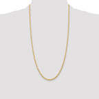 14K 9 Inch 3mm Diamond-Cut Quadruple Rope Lobster Clasp Chain