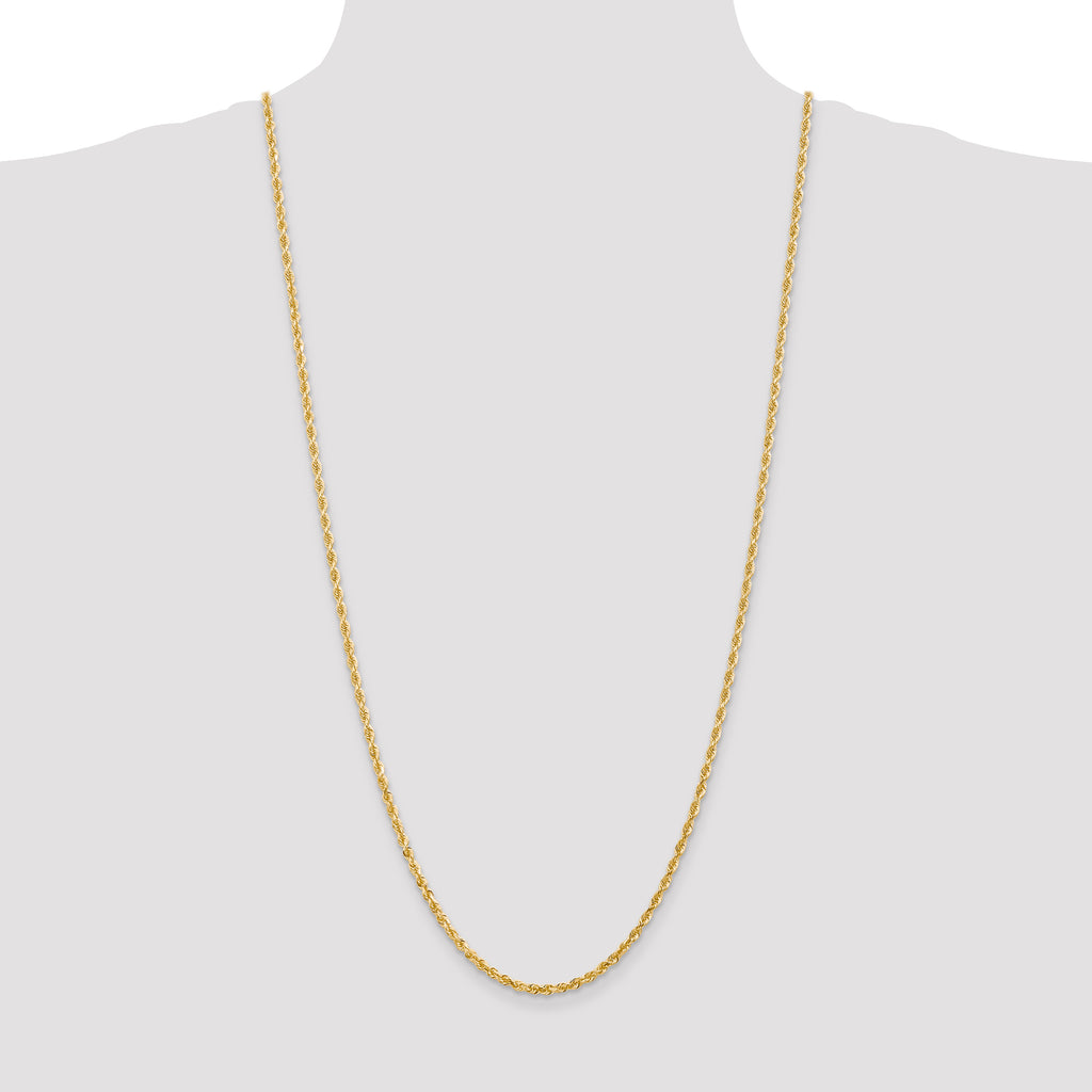 14K 9 Inch 3mm Diamond-Cut Quadruple Rope Lobster Clasp Chain